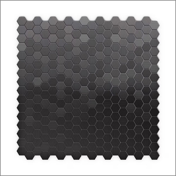 SpeedTiles HexagoniaSB Black Stainless Steel 11.89 in. x 11.46 in. x 5 mm Metal Peel & Stick Tile