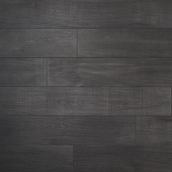 Ivy Hill Tile Montgomery Black Porcelain Tile 0.39 inch Thick 8 inch x 48 inch 15.49 sq ft/case Matte Wood Look