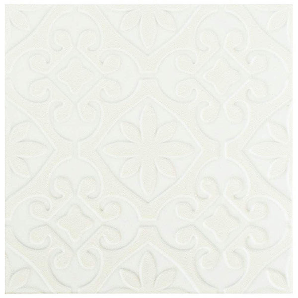 Merola Tile Triplex Valverde White 7-3/4 inch x 7-3/4 inch Ceramic Wall Tile (11.11 sq. ft./Case) – Textured Semi-Gloss Finish