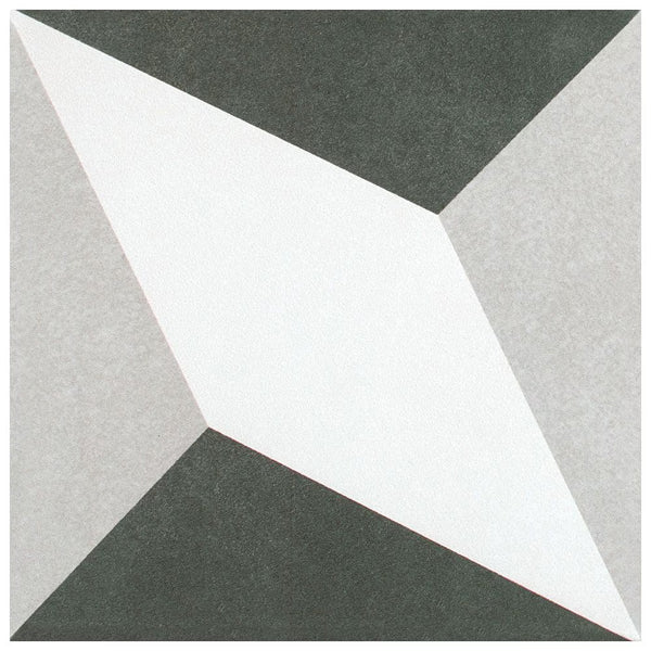 Merola Tile Twenties Diamond 7.75 inch x 7.75 inch Ceramic Floor and Wall Tile 11.11 sq ft/case – Geometric Matte Finish