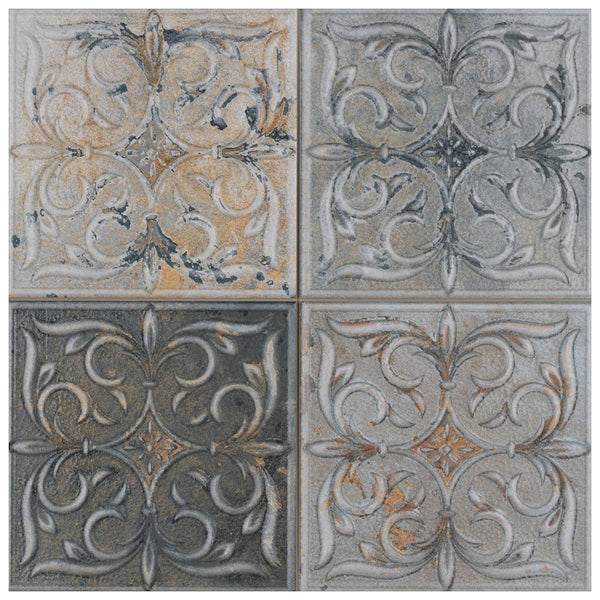 Merola Tile Antigua Lis Mix Porcelain Wall Tile 0.38 inch Thick x 13 inch Wide – 10.76 sq. ft. Coverage – Glazed Mixed Finish
