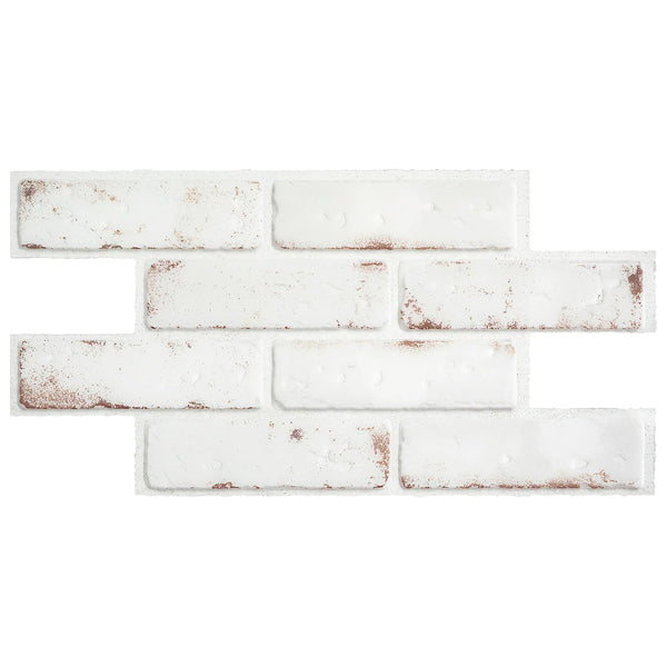 Smart Tiles Peel And Stick Backsplash Brik Toscana Tiles, Ceramic Look, 21.28In X 10.86In, White, 2-Pack