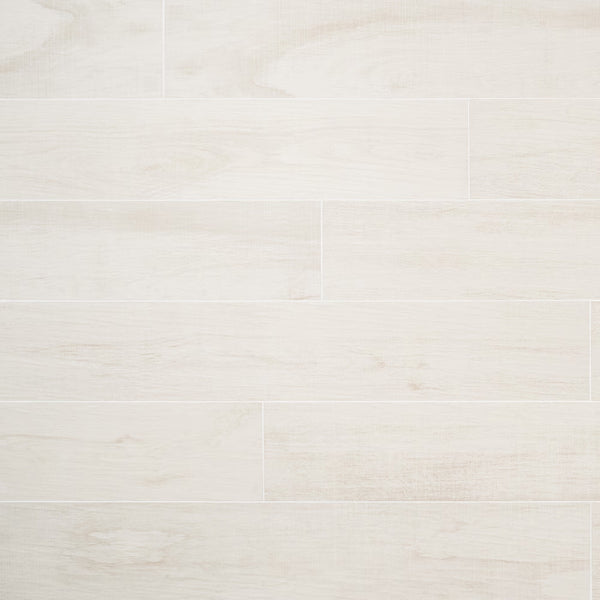 Ivy Hill Tile Montgomery White Porcelain Tile 0.39 inch Thick 8 inch x 48 inch 15.49 sq ft/case Matte Wood Look