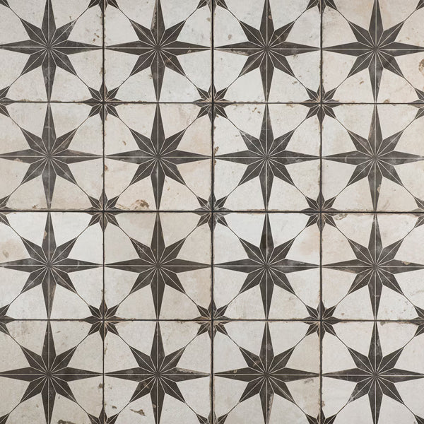 Merola Tile Kings Star Nero 17-5/8 inch x 17-5/8 inch Ceramic Floor and Wall Tile – 11.02 Sq. Ft. Coverage per Case