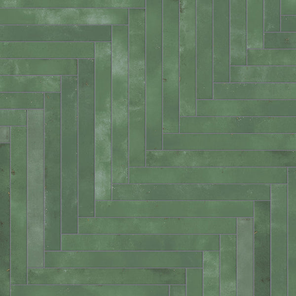 Merola Tile Phoenix Green Porcelain Floor and Wall Tile 1.88 inch x 17.75 inch x 0.33 inch – 7.424 sq. ft./Case, Matte Subway Look Finish