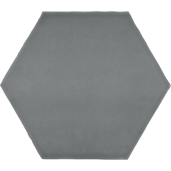 Carreau mural en céramique pressée brillante hexagonale Anatolia Teramoda Charcoal 15 cm – 0,62 m²/caisse Gris foncé brillant