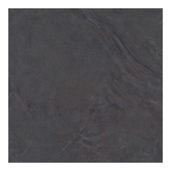 Modamo Casa Castle Stone Polished Black Porcelain Tile 0.35 inch Thick 24 inch x 24 inch 15.50 sq ft/case Polished