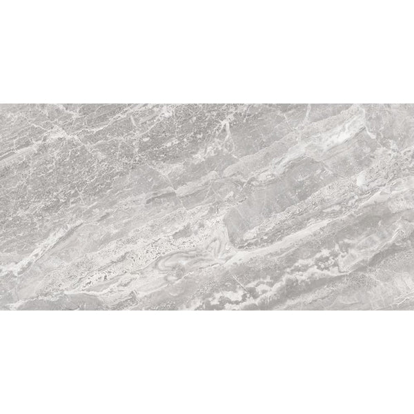 Anatolia Marino Grey Polished Porcelain Tile 0.34 inch Thick 12 inch x 24 inch 11.63 sq. ft./Case High Definition Marble Look