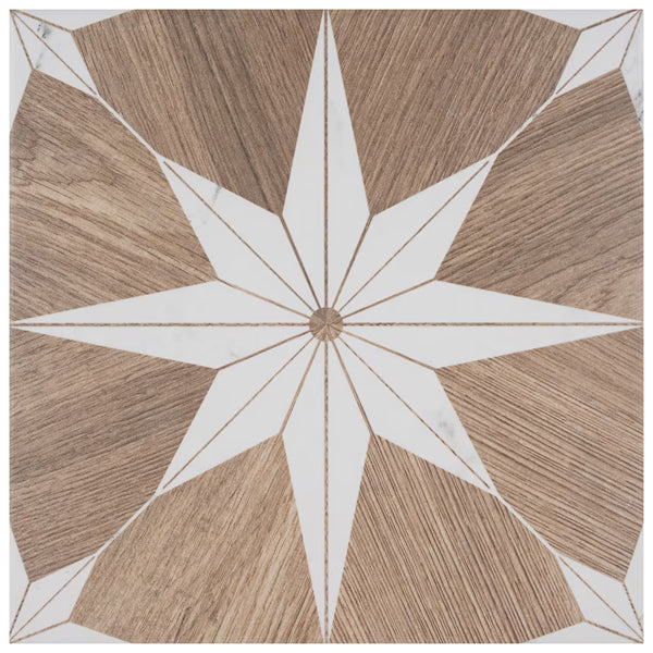 Merola Tile Llama Stella Loire Verso Noce Porcelain Tile 9.75 inch x 9.75 inch – 10.88 sq. ft. per Case Mixed Texture Wood Look Finish