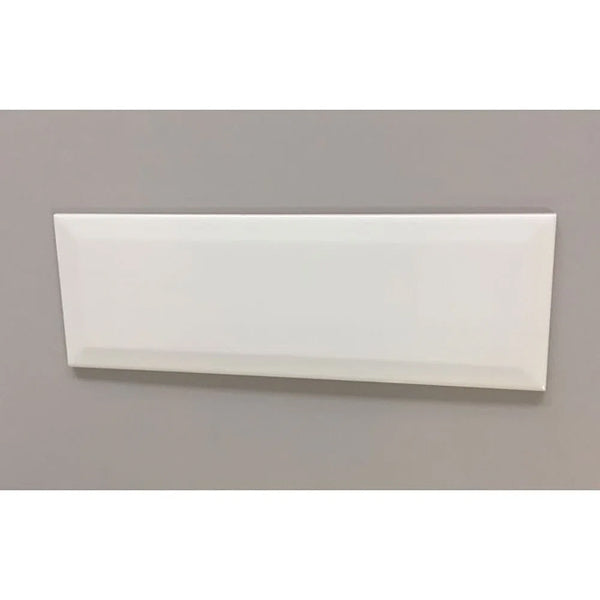 White Glossy Ceramic Beveled Edge 4" X 12" Subway Tile (Set of 40)