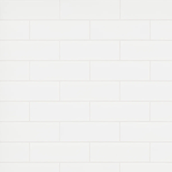Illume Cloud White 4 in. x 12 in. Glossy Ceramic Subway Wall Tile