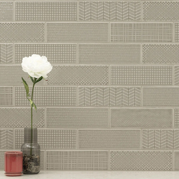 Metrola 3D Mix 4 in. x 12 in. Glossy Ceramic Subway Wall Tile
