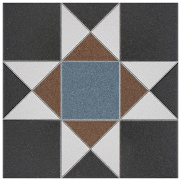 Merola Tile Vanity Nouveau Porcelain Tile 0.33 inch Thick 13 inch x 13 inch 12.2 sq. ft./case Matte Geometric Pattern