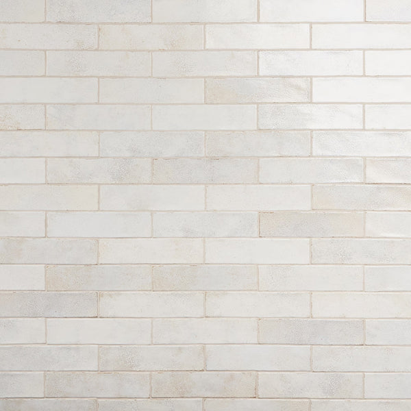 Ivy Hill Tile Mandalay White 2.95 inch x 11.81 inch Polished Ceramic Wall Tile 0.34 inch Thick 5.38 sq ft/case Textured Polished Finish