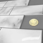 Charger l'image dans la visionneuse de galerie, Mureno Dimensions White Marble Subway Peel and Stick Rigid Vinyl Tiles 4 Pack