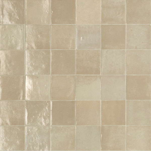 Daltile Zellige Neo Lana Glossy Ceramic Wall Tile 0.37 inch Thick 4 inch Wide 5.67 sq ft/case Undulated Glossy Finish