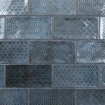 Load image into Gallery viewer, Merola Tile Camden Decor Azurro 4 inch x 8 inch Ceramic Wall Tile 0.29 inch Thick 11.5 sq ft/case Glossy Undulated Finish