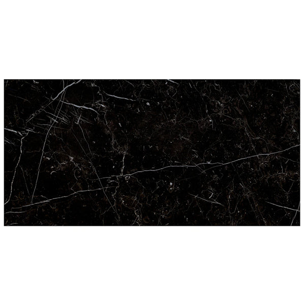 MSI Regallo Marquina Noir Porcelain Tile 12 inch x 24 inch 13.56 sq. ft./case Polished Marble Look Glossy Finish
