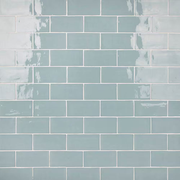 Merola Tile Castillo Sky 3 inch x 6 inch Ceramic Wall Tile – 5.72 sq.ft./case Glossy Handmade Look