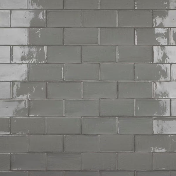 Merola Tile Chester Grey 3 inch x 6 inch Ceramic Wall Tile – 5.72 sq. ft. per Case, Glossy Smooth Finish