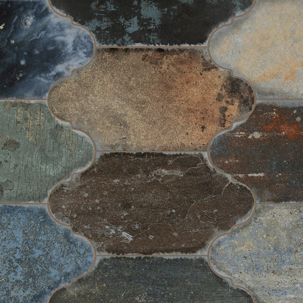 Merola Tile Dorne Provenzal Mix Porcelain Floor and Wall Tile 6.25 inch x 12.75 inch x 0.39 inch – 8.8 sq. ft./Case, Satin Textured Rustic Finish