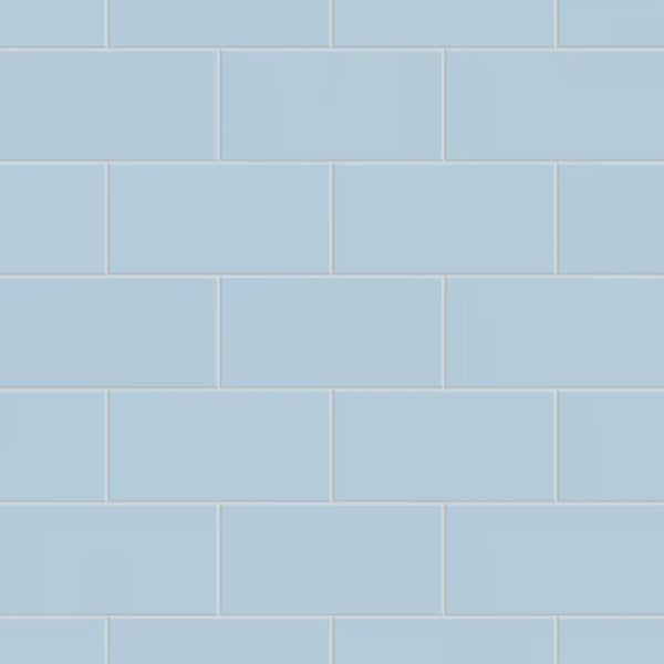 Merola Tile Projectos Sky Blue Ceramic Floor and Wall Tile 0.22 inch Thick 3.88 inch Wide 11.0 sq. ft. per Case – Glazed Matte Subway Finish