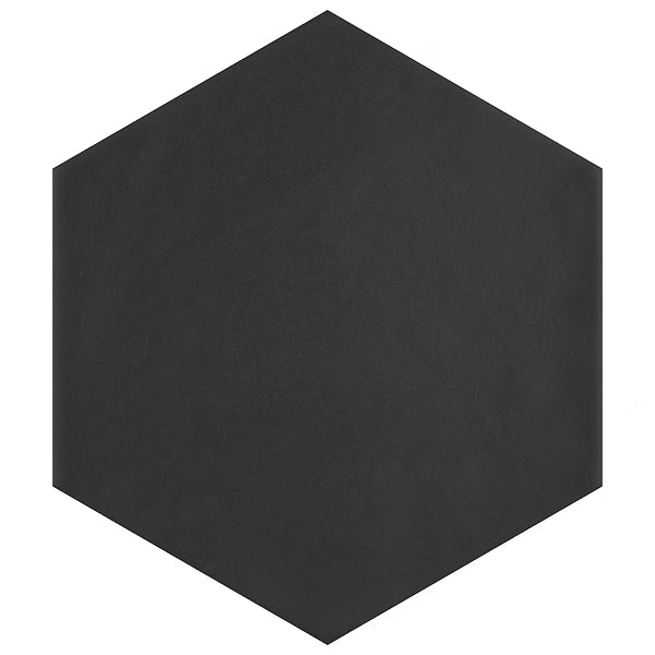 Merola Tile Hexatile Matte Nero Porcelain Tile 0.37 inch Thick 7 inch x 8 inch 7.67 sq ft/case Matte Hexagon
