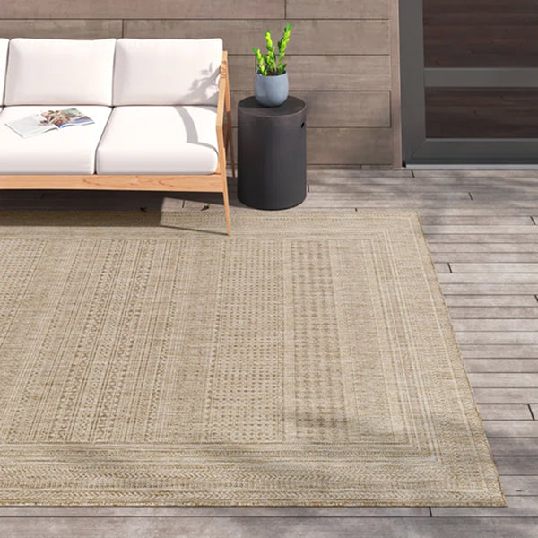 Camar Oriental Indoor/Outdoor Area Rug in Khaki