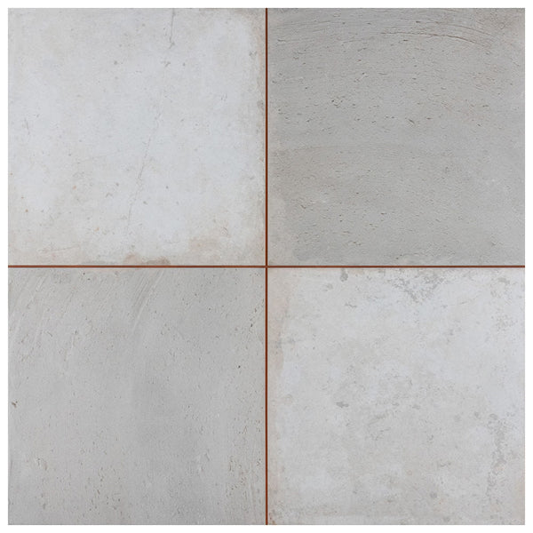 Merola Tile Kings Clay Checker Silver Ceramic Floor and Wall Tile 0.37 inch Thick 17.63 inch Wide 10.95 sq. ft. per Case – Low Sheen Vintage Finish