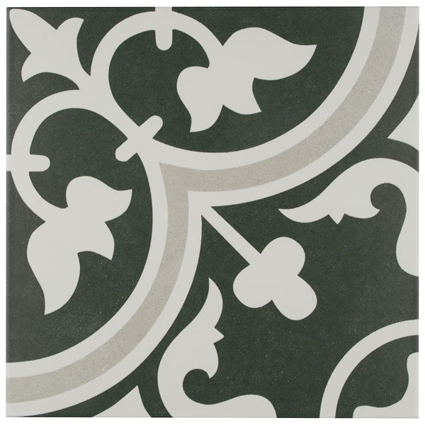Merola Tile Arte Black Porcelain Floor & Wall Tile 0.4 inch Thick x 9.75 inch Wide Black Square – 10.88 sq. ft./Case, Glazed Satin Finish