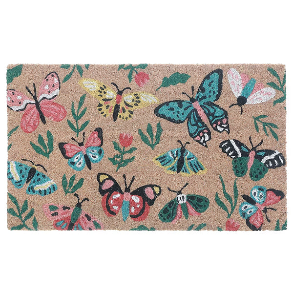 IH Casa Decor Casa Modern Garden Butterflies 18 inch x 30 inch Coir Door Mat