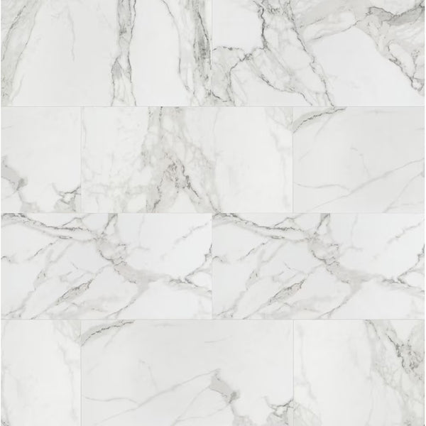 MSI Aviva Bianco Porcelain Tile 16 inch x 32 inch Polished Large Format Marble Look Glossy Finish