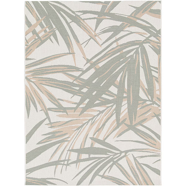 Hampton Bay Palm Leaf Green/Beige 8 ft. x 10 ft. Indoor/Outdoor Area Rug