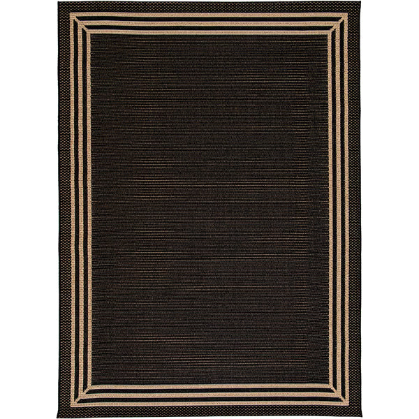 Hampton Bay Border Black/Beige 8 ft. x 10 ft. Indoor/Outdoor Area Rug – Fade Resistant Polypropylene Rug