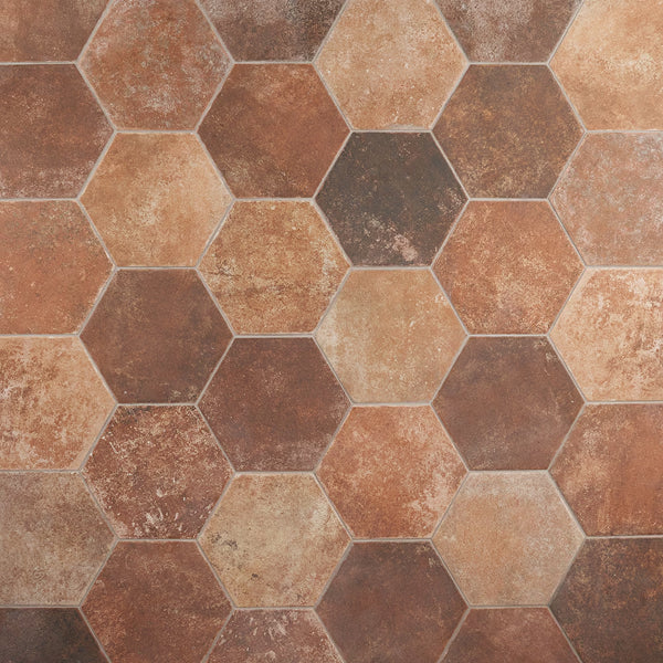 Ivy Hill Tile Hayes Marron 8 inch x 9.44 inch Matte Porcelain Floor and Wall Tile – 9.84 Sq. Ft. per Case, Hexagon Tile, Matte Finish