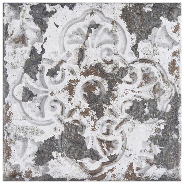 Merola Tile Aevum Dark Ornato 7.88 inch x 7.88 inch Ceramic Wall Tile – 9.63 sq ft per Case, Textured Decorative Marble Look Wall Tile