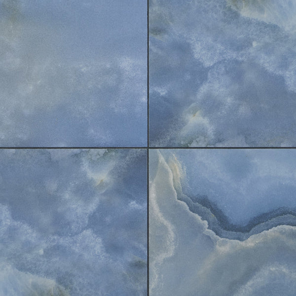 Ivy Hill Tile Jume Onyx Blue Porcelain Tile – 0.39 inch Thick, 24 inch x 48 inch, 15.49 sq.ft/Case – Polished Onyx Look Finish