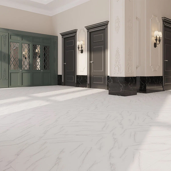 GlueCore Pres 12mil x 12" W x 24" L Carrara Glue Down Luxury Vinyl Plank Flooring