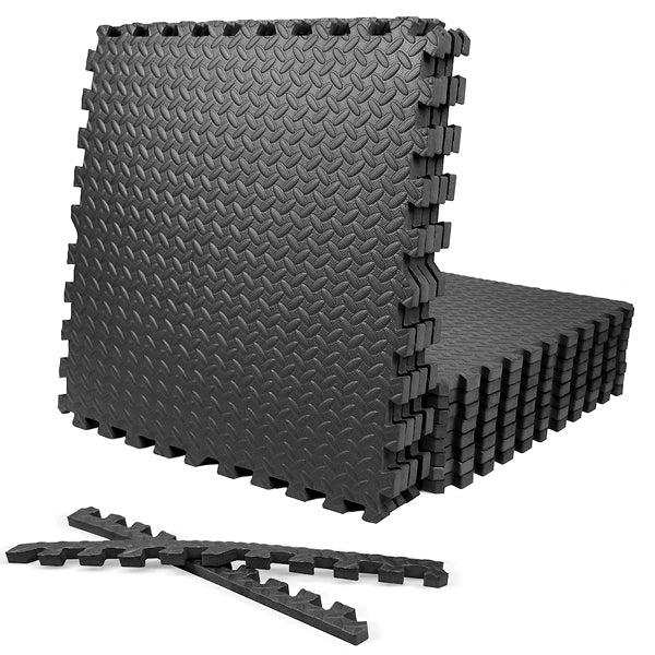 CAP Barbell 24 inch x 24 inch x 1/2 inch Multi-Use Interlocking Puzzle Exercise Mat – 12 Piece EVA Foam Gym Flooring Set Covering 48 sq. ft.