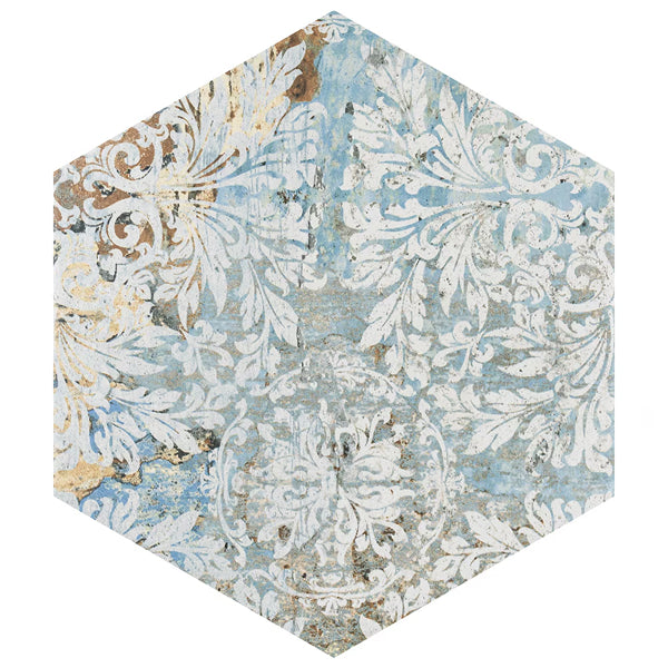 Merola Carpet Hex Tapestry Natural Porcelain Tile 9.88 inch x 11.25 inch 10.03 sq. ft./case Matte Textured Hexagon Vintage Finish