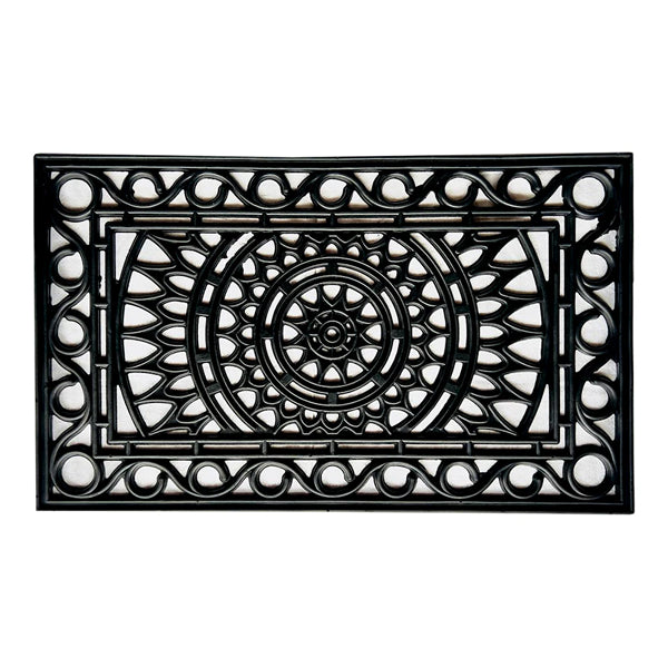 Home Decor Inc. 18 inch x 30 inch Black Iron-II Wrought Rubber Outdoor Doormat – Non-Slip Recycled Rubber Entrance Mat