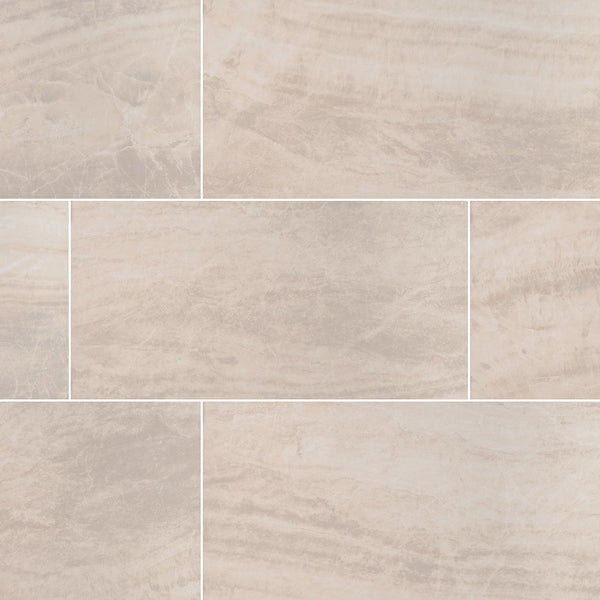 MSI Stone ULC Marken Cream Porcelain Tile 0.37 inch Thickness 24 inch Width 16 sq. ft. Coverage Polished Finish Marble Look