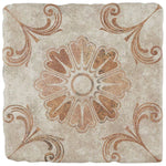 Load image into Gallery viewer, Merola Tile Costa Arena Decor Fleur 7.75 inch x 7.75 inch Ceramic Floor and Wall Tile – 11.11 sq ft per Case, Rustic Floral Stone Look Matte Finish Indoor Tile