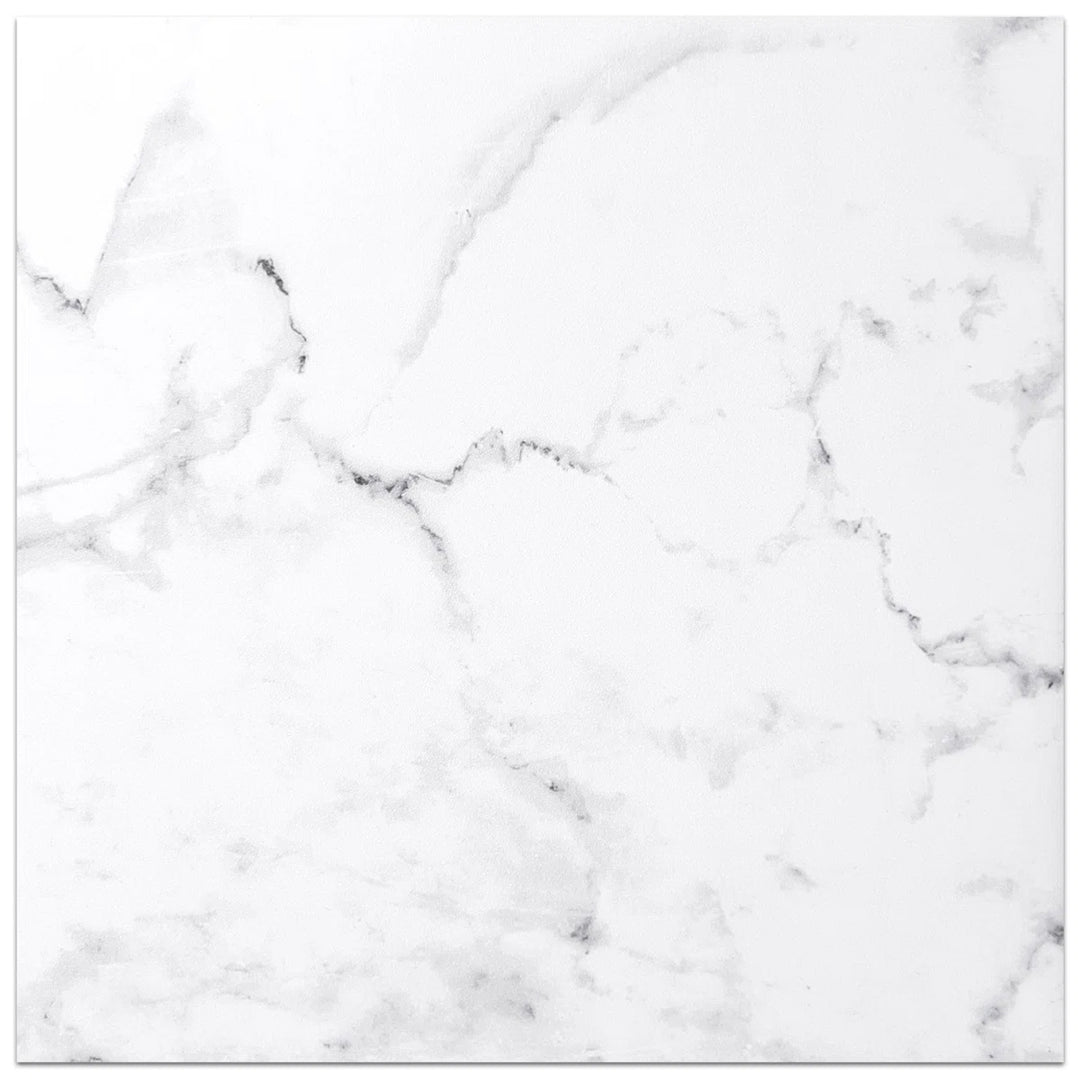 12'' x 12'' Peel and Stick Vinyl Floor Tiles, Black & White Marble (15 Tiles per Color)
