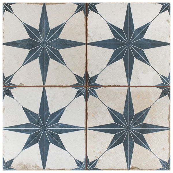 Merola Tile Kings Star Blue 17-5/8 inch x 17-5/8 inch Ceramic Floor and Wall Tile – 11.02 Sq. Ft. Coverage per Case