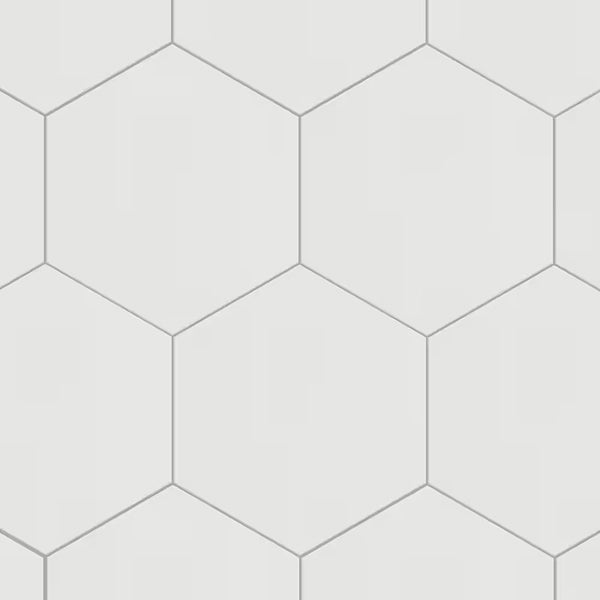 Merola Tile Textile Basic Hex White Porcelain Tile 8.63 inch x 9.88 inch – 11.5 sq. ft. per Case Glossy Stone-Look Finish