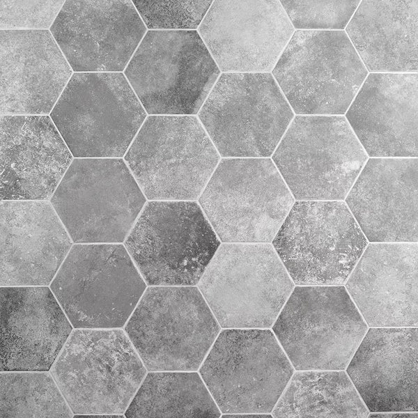 Ivy Hill Tile Hayes Gris Porcelain Tile – 0.31 inch Thick, 8 inch x 9.44 inch, 9.84 sq.ft/Case – Matte Hexagon Italian Style Finish