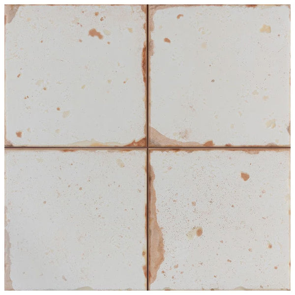 Merola Tile Artisan Blanco 13 inch x 13 inch Ceramic Floor and Wall Tile – 12.2 sq ft per Case, Vintage Spanish Style Stone Look Matte Finish
