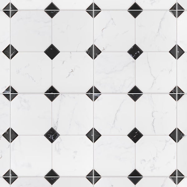 Merola Tile Betera Blanco Porcelain Tile – 0.31 inch Thick, 13.13 inch x 13.13 inch, 10.98 sq.ft/Case – Matte Glazed Marble Look Finish