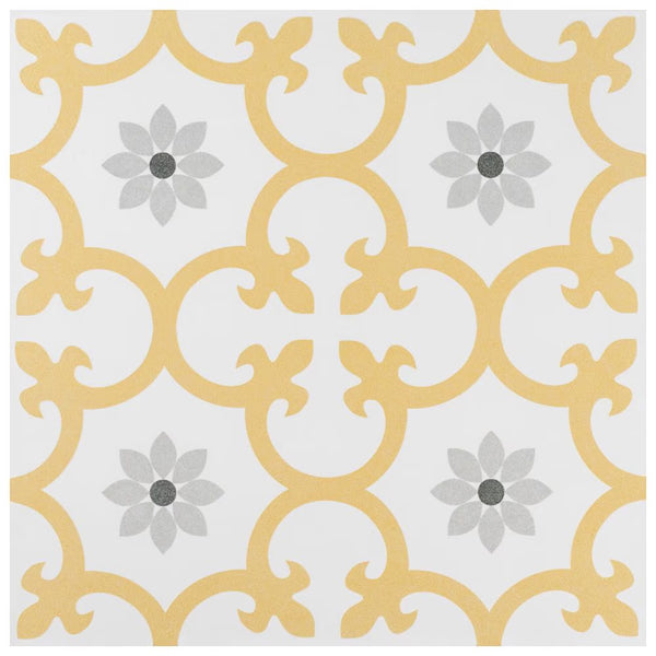 Merola Tile Daria Dandelion 9.75 inch x 9.75 inch Porcelain Floor & Wall Tile – 10.88 Sq. Ft./Case – Satin Finish